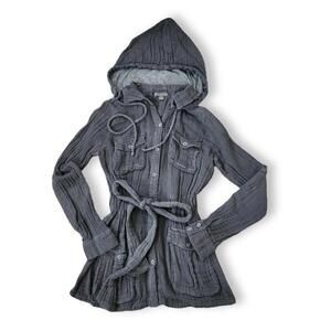 SOLD- Vintage! Linen Hooded Jacket, Women's S